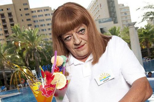 This is the character Les / Lesley played by Tim Healy from the UK tv show Benidorm.