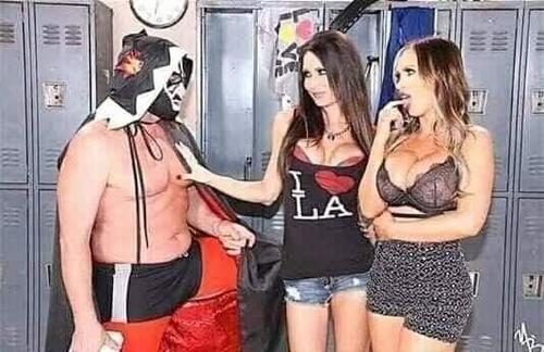 Evan Stone, Jessica Jaymes, Nikki Benz in Wrestler Fans.