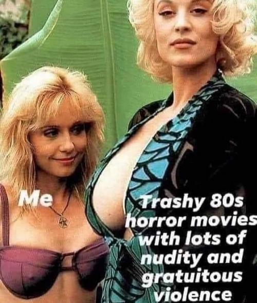 Linnea Quigley (L) and Delia Sheppard (R)