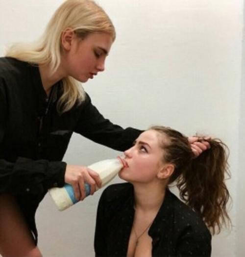 Name of the girl drinking milk
