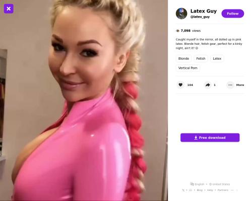 Pink latex catsuit blonde pigtails big boobs