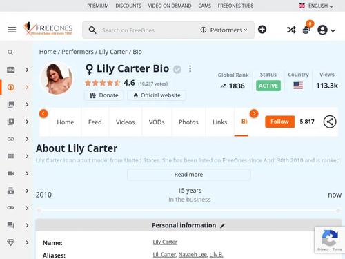 
Lily Carter
aka Lili Carter / Lily B / Navaeh Lee / lillylovesit1 / lilycarterofficial / lilycarterxxx