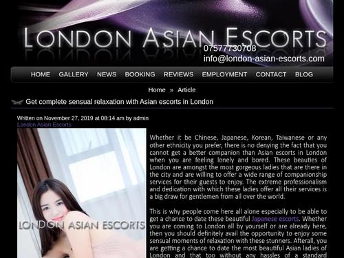 Get complete sensual relaxation with Asian escorts in London